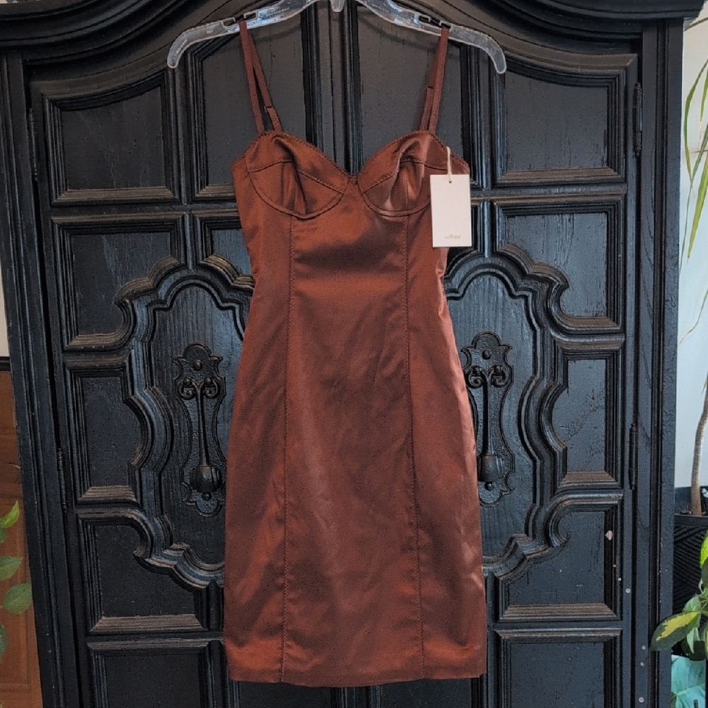 Wilfred Chocolate Satin Midi Dress